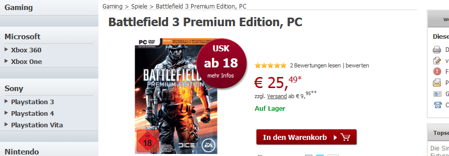 Battlefield 3 Premium Edition bei Alternate.de