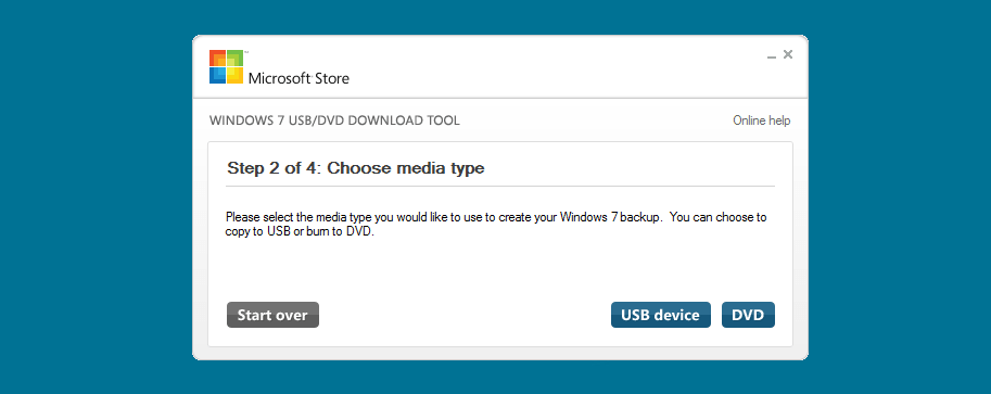 Windows 7 USB/DVD Download Tool: Step 2
