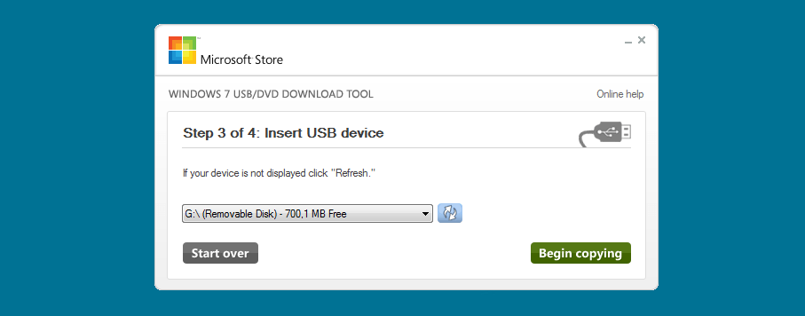 Windows 7 USB/DVD Download Tool: Step 3