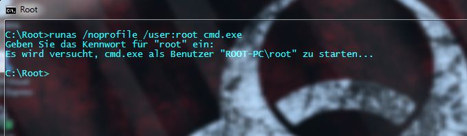 Windows-Eingabeaufforderung: runas-Beispiel